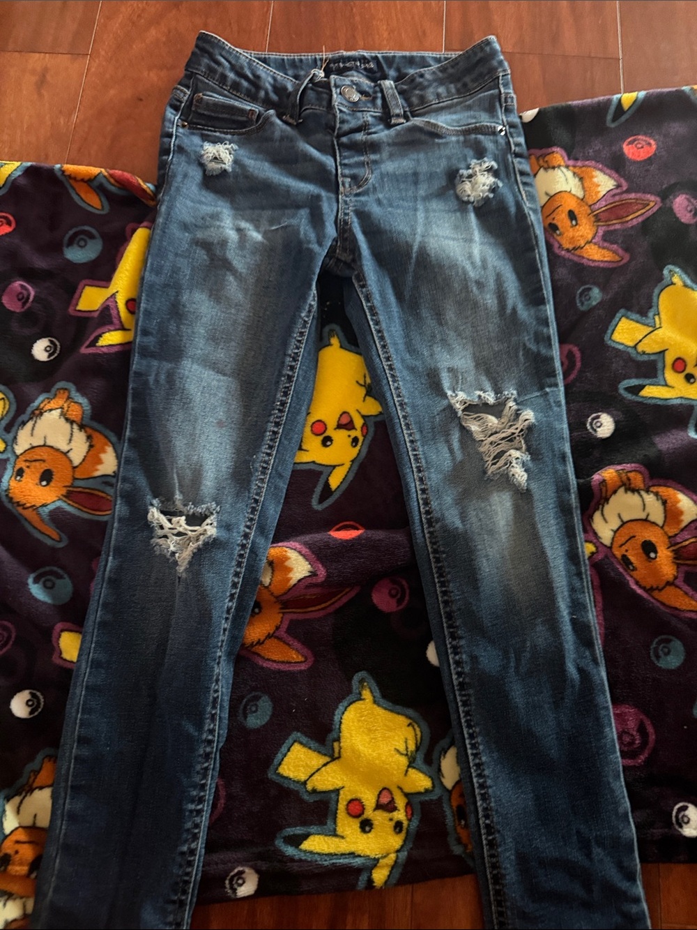 Girls Distressed Skinny Jeans - Dark Blue